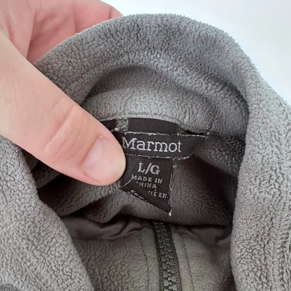 Marmot Gray Fleece Zip Up Jacket - Youth Large